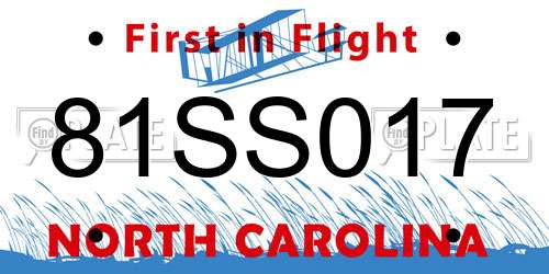 81SS017 North Carolina License Plate