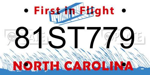 81ST779 North Carolina License Plate