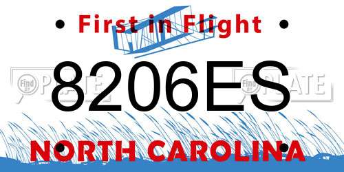 8206ES North Carolina License Plate