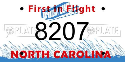 8207 North Carolina License Plate