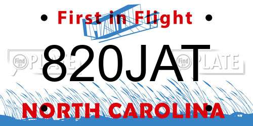 820JAT North Carolina License Plate