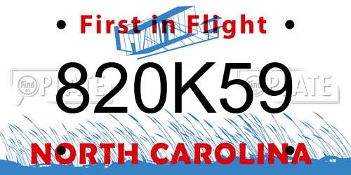 820K59 North Carolina License Plate