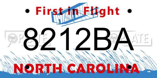 8212BA North Carolina License Plate