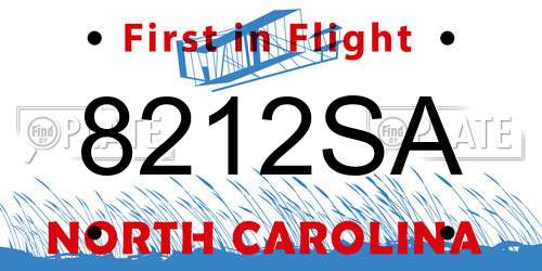 8212SA North Carolina License Plate