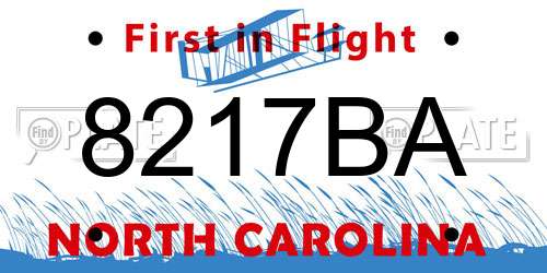 8217BA North Carolina License Plate