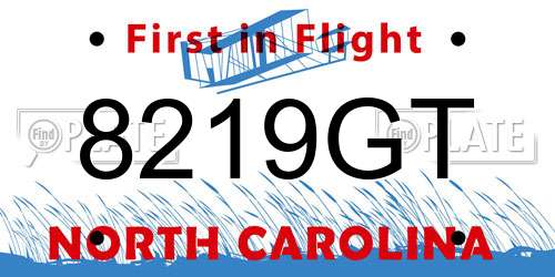8219GT North Carolina License Plate