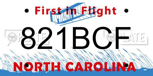 821BCF North Carolina License Plate