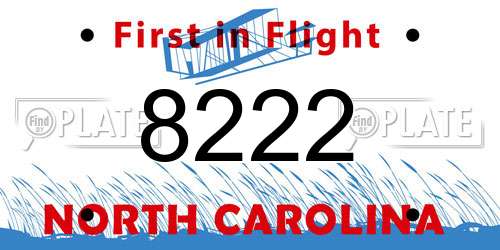 8222 North Carolina License Plate