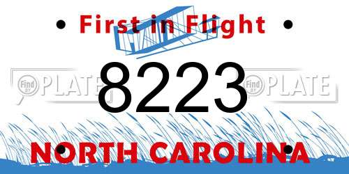 8223 North Carolina License Plate