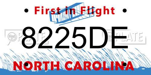 8225DE North Carolina License Plate
