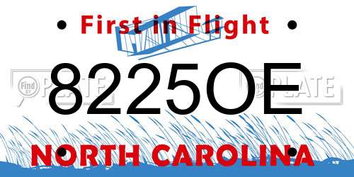 8225OE North Carolina License Plate