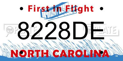 8228DE North Carolina License Plate
