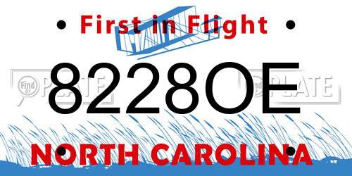 8228OE North Carolina License Plate
