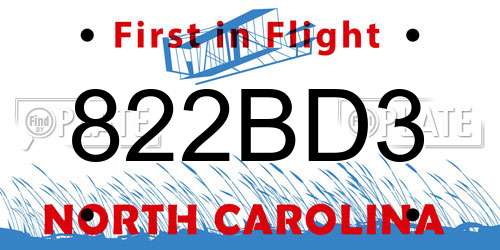822BD3 North Carolina License Plate