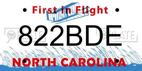 822BDE North Carolina License Plate