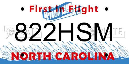 822HSM North Carolina License Plate