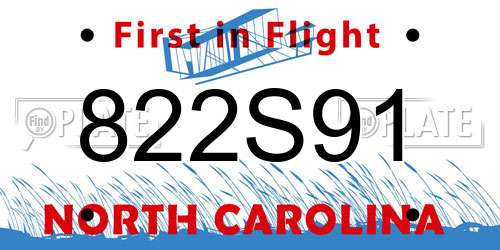 822S91 North Carolina License Plate