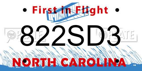 822SD3 North Carolina License Plate