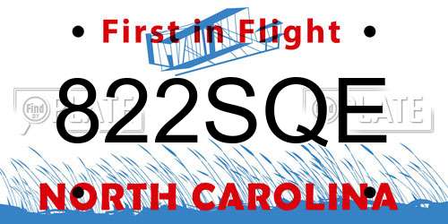 822SQE North Carolina License Plate