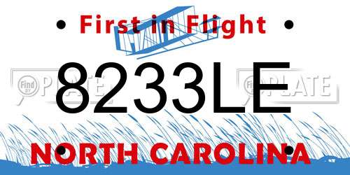 8233LE North Carolina License Plate