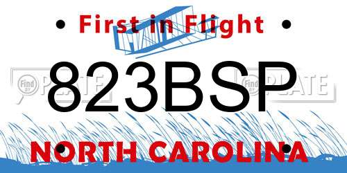 823BSP North Carolina License Plate