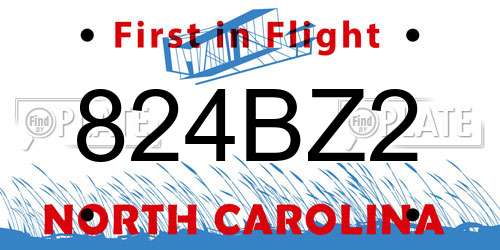 824BZ2 North Carolina License Plate