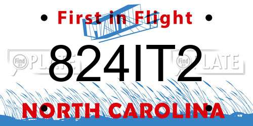 824IT2 North Carolina License Plate