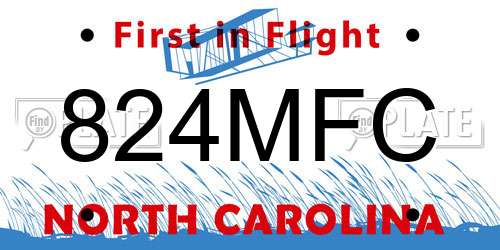 824MFC North Carolina License Plate