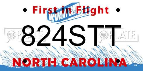 824STT North Carolina License Plate