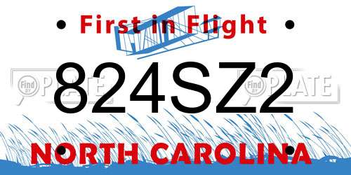 824SZ2 North Carolina License Plate