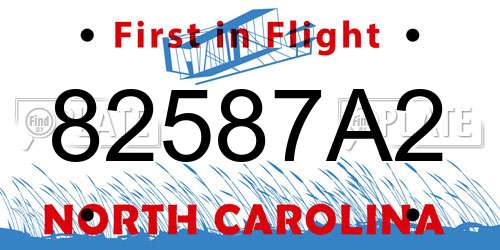 82587A2 North Carolina License Plate