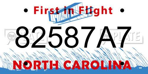 82587A7 North Carolina License Plate