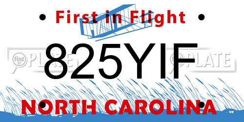 825YIF North Carolina License Plate