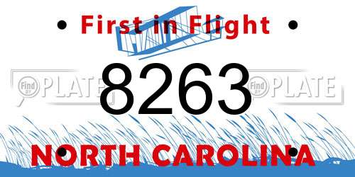 8263 North Carolina License Plate