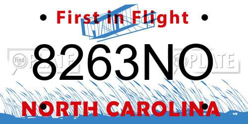 8263NO North Carolina License Plate