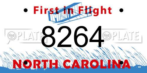 8264 North Carolina License Plate