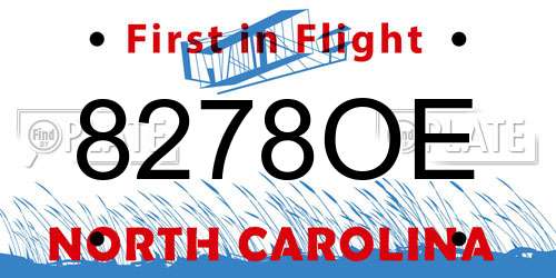 8278OE North Carolina License Plate