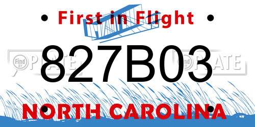 827B03 North Carolina License Plate