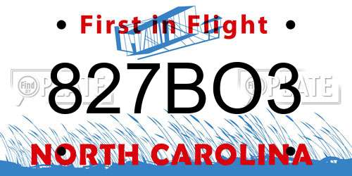 827BO3 North Carolina License Plate