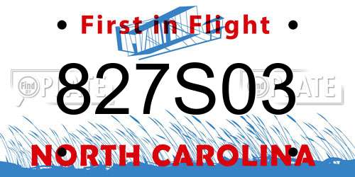 827S03 North Carolina License Plate