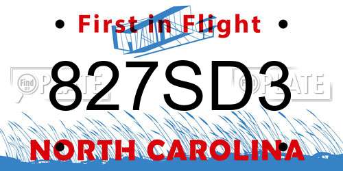 827SD3 North Carolina License Plate