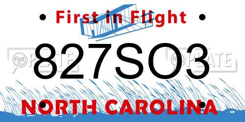 827SO3 North Carolina License Plate