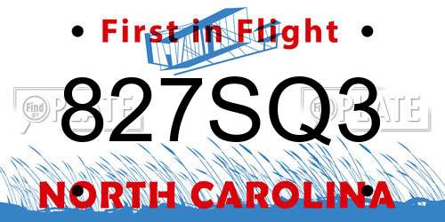 827SQ3 North Carolina License Plate