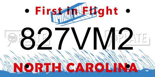 827VM2 North Carolina License Plate