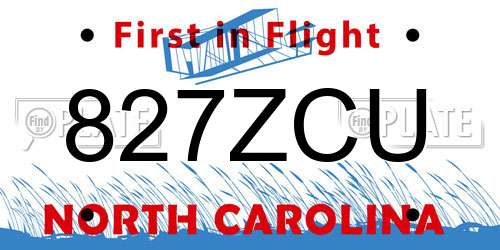 827ZCU North Carolina License Plate