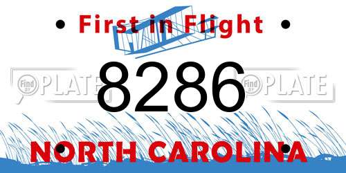 8286 North Carolina License Plate