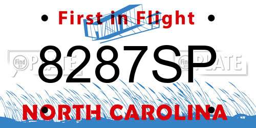 8287SP North Carolina License Plate