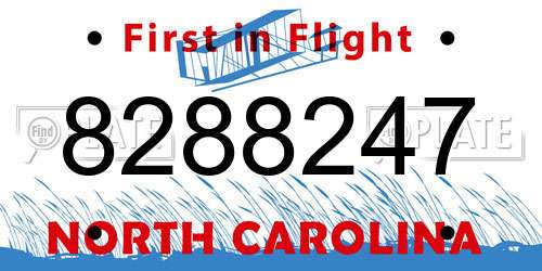 8288247 North Carolina License Plate