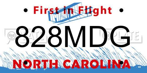 828MDG North Carolina License Plate