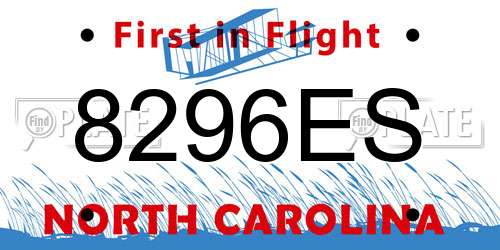 8296ES North Carolina License Plate